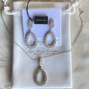 FAC Silver Tone Clear Swarovski Crystal Necklace Earrings​​​ Set